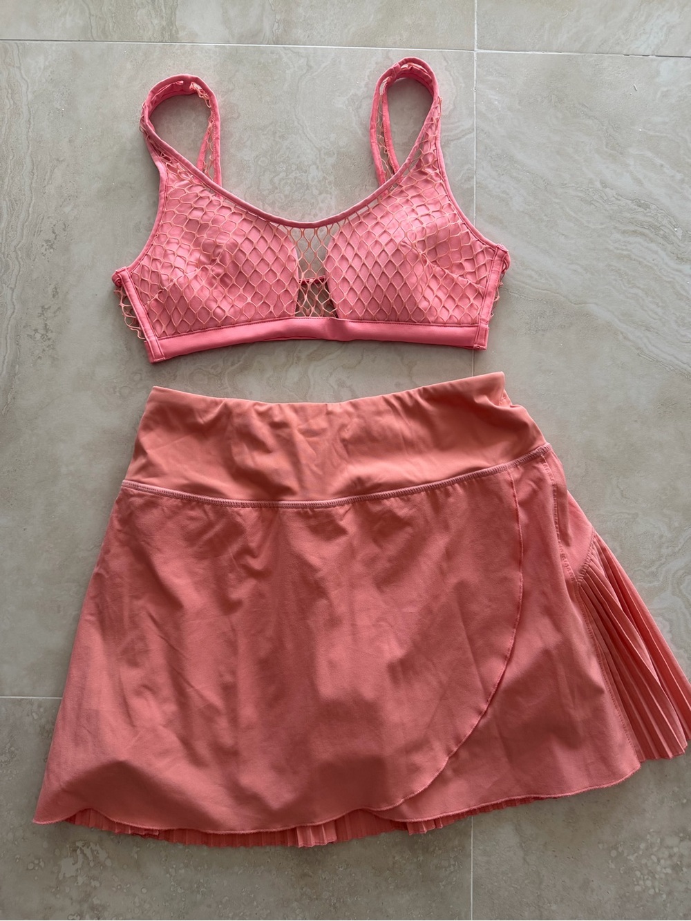 Coral Pink Athletic Skirt Set — Women's Active Skort
